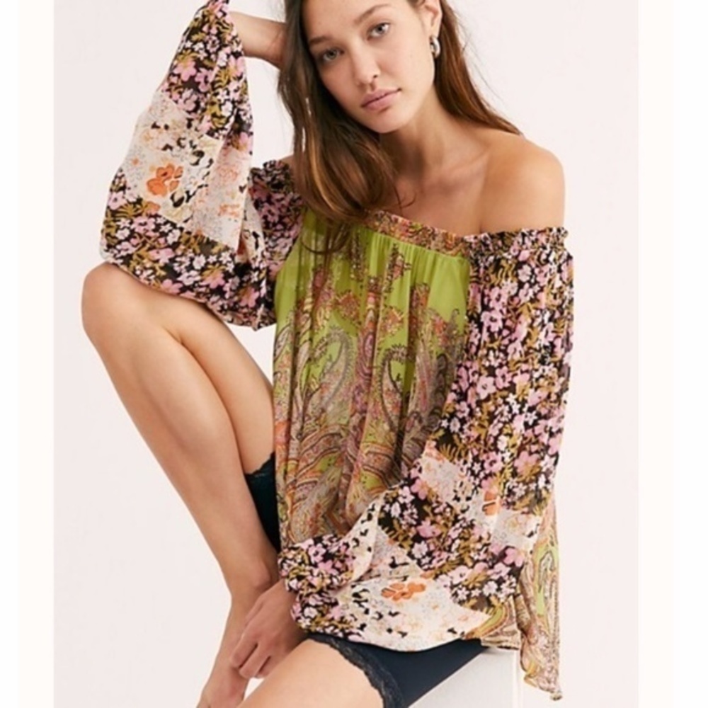 Free People 'Roamin Around  Paisley Blouse  Small
